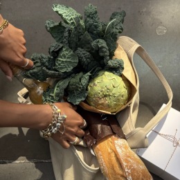 produce and vegetables in a bag