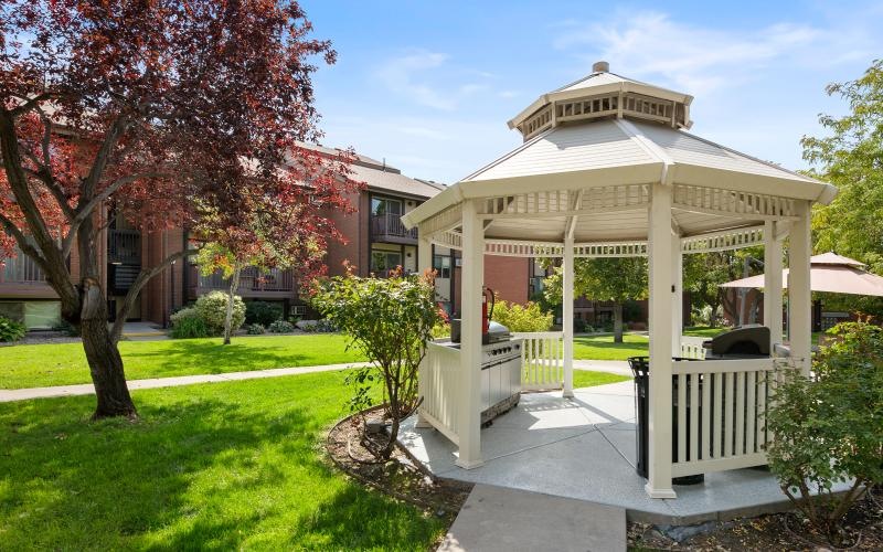 a gazebo in a yard